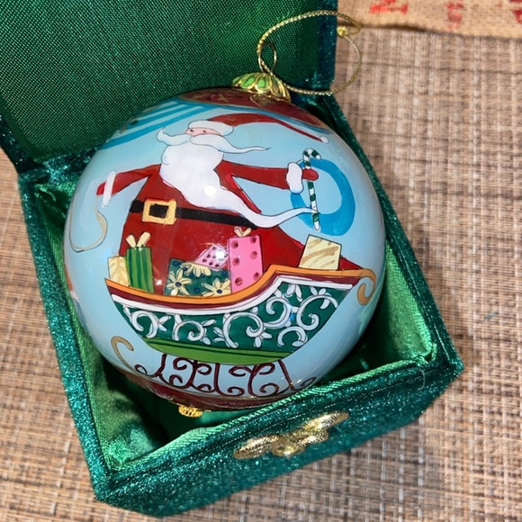 Li Bien Ornament 2011 Santa Sleigh Reindeer Christmas Original Box - Picture 1 of 4